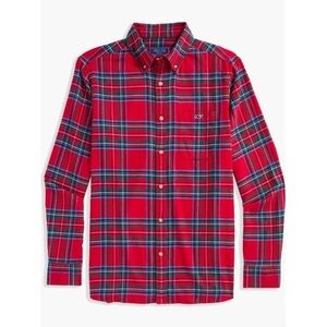 Vineyard Vines Men's Red Plaid Flannel Shirt Size Large
